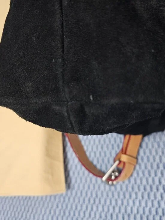 Dooney & Bourke Black Suede & Vachetta Leather Hobo Shoulder Bag - Picture 5 of 7